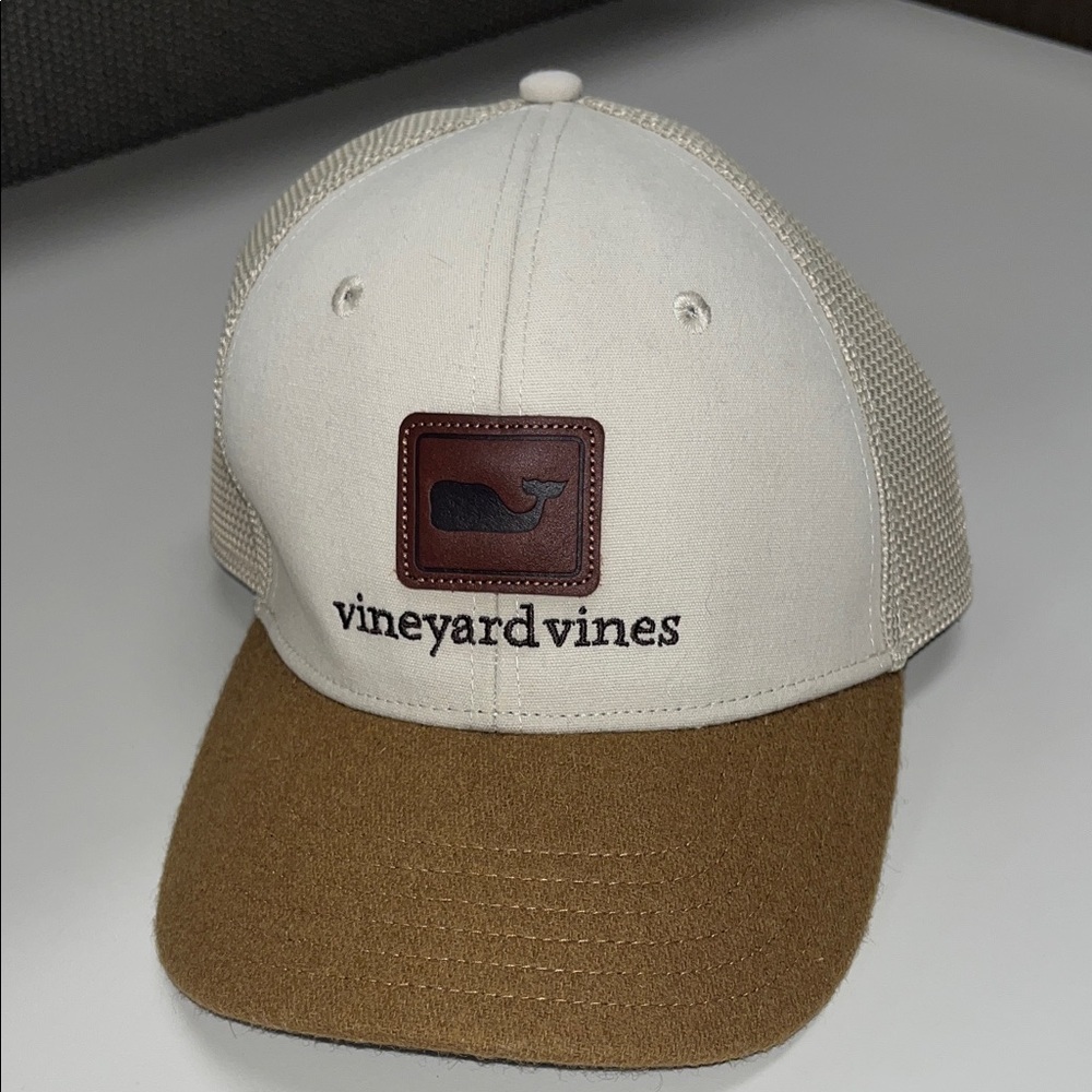 Vineyard Vines Cream and Tan Trucker Hat
